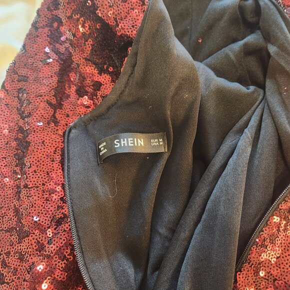 Red to Gold Sequin Ombre Bodycon Long Sleeve Dress Size Medium - Picture 4 of 8